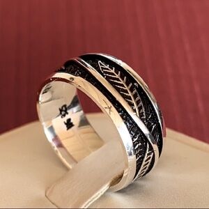 NEW 925 STERLING SILVER LEAF MEN’S WEDDING BAND